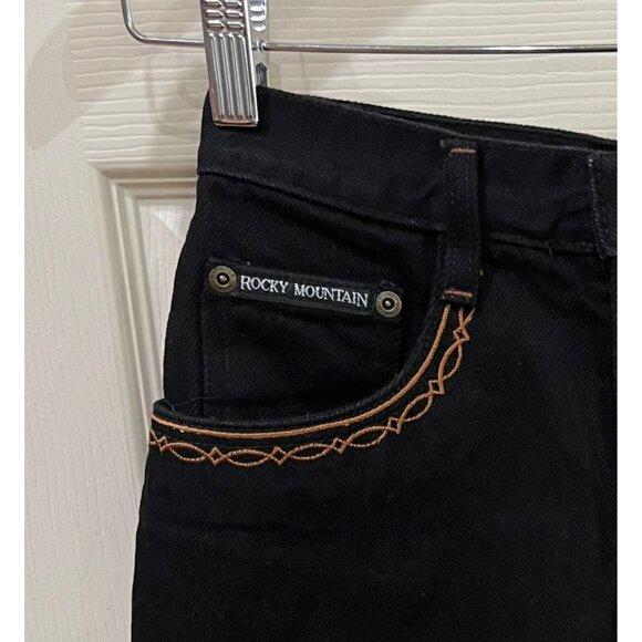 New Vintage Rocky Mountain Black High-Waisted Cotton Jeans W/ Embroidered Detail - Picture 7 of 11
